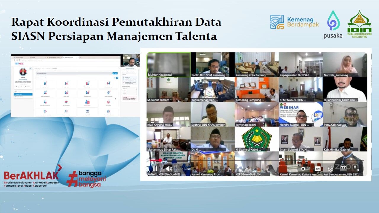 Dukung Manajemen Talenta. IAIN SAS Bangka Belitung Ikuti Rapat Koordinasi Pemutakhiran Data SIASN Bersama Biro SDM Kemenag RI
