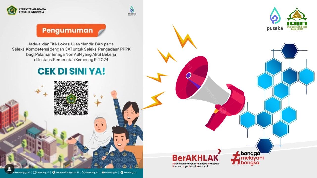 Jadwal dan Titik Lokasi Ujian Mandiri BKN pada Seleksi Kompetensi dengan CAT untuk Seleksi Pengadaan PPPK bagi Pelamar Tenaga Non ASN yang Aktif Bekerja di Instansi Pemerintah Kemenag RI 2024