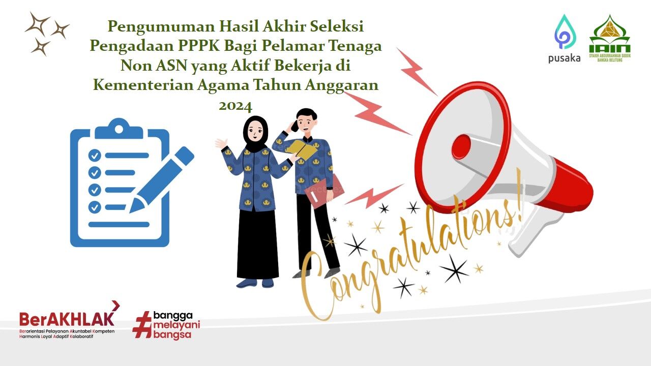Pengumuman Hasil Akhir Seleksi Pengadaan PPPK Bagi Pelamar Tenaga Non ASN yang Aktif Bekerja di Kementerian Agama Tahun Anggaran 2024